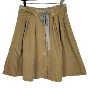 Anthropologie Tan A-Line Skirt with Gray Accents
